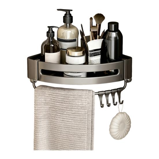 Storage Rack Aluminum Alloy Metal Body Corrosion-Resistant Corner Shelf Wall-Mounted Triangular Design Kitchen Bathroom Shelf