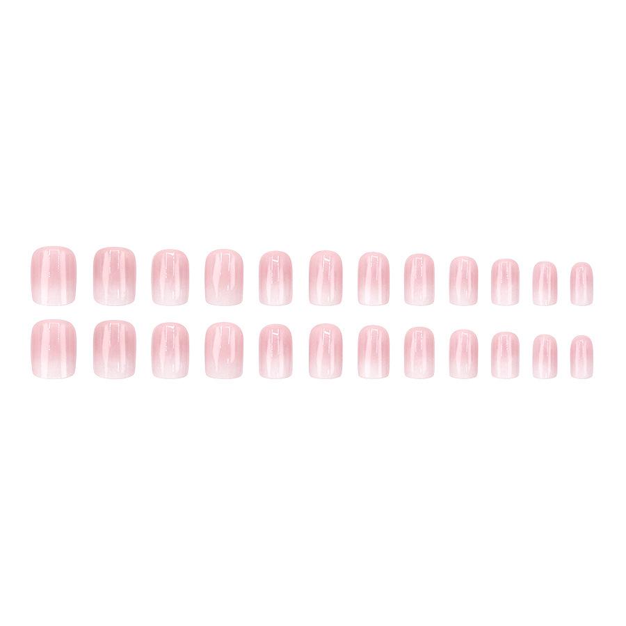 24-Piece Gradient Blush Nail Art Set - Chic European/American Fashion Style