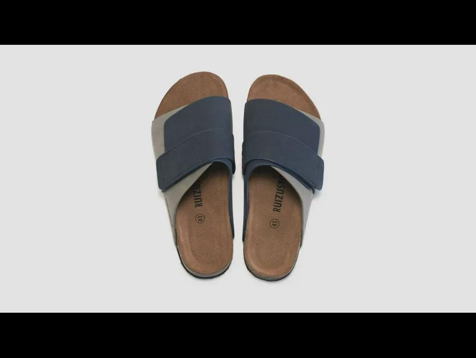 RUIZUSTOCK Pánské korkové pantofle: Podzimní a letní plážové sandály, voděodolný nubuk