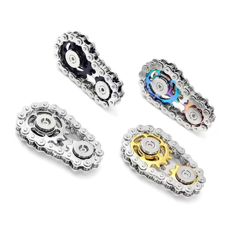 Metal Chain Sprockets Flywheel Fingertip Gyro Fidget Spinner Toys Anti Stress Diy Replace Bicycle Chain Spiner Fidget Toys Kids