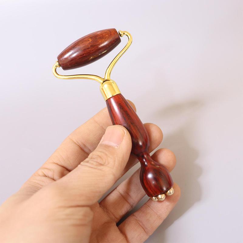 Purple Sandalwood Roller Massager Lotus Seedpod Beauty Professional Brass Facial Gua Sha Tool Eye Relaxation Spot Meridians