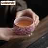 80ML Antikrosa Pfingstrose Ru-Ofen Teetasse Antike Teeschale Set Tassen Persönliche Tasse Jianzhan Blütentee Haushaltsgeschirr