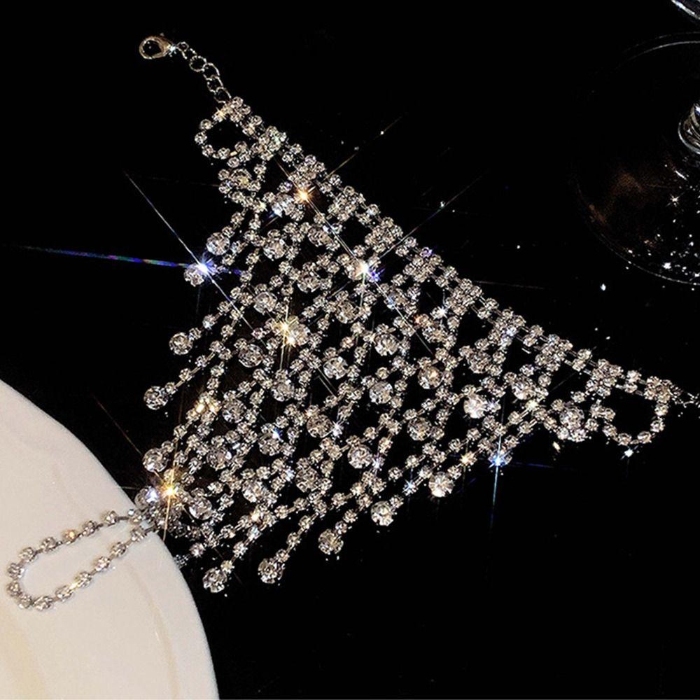 Trendy Tassel Bracelet Creative Finger Bangle Bracelet Rhinestone Bracelet  Bridal Accessories