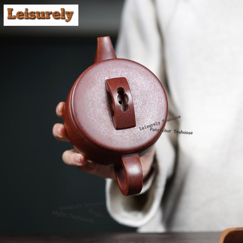 410ml Yixing Purple Clay Teapots Artists Handmade Large Caliber Pot Raw Ore The Keel Gold Sand Tea Soaking Kettle Zisha Tea Set