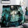 1Pc King of Ocean Print Flannel Blanket, High Quality Comfortable for All Seasons, Home Decor, Warmth and Comfort, Perfect for Gifts