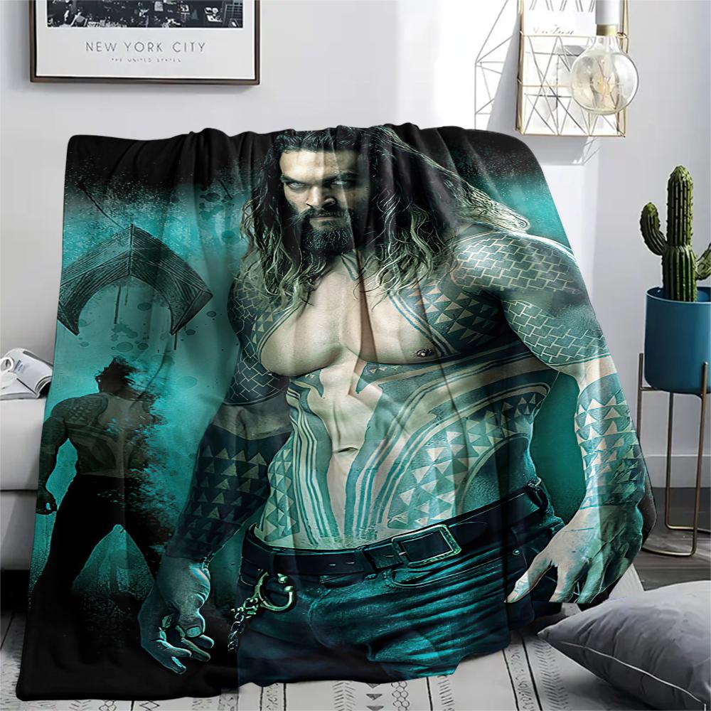 1Pc King of Ocean Print Flannel Blanket, High Quality Comfortable for All Seasons, Home Decor, Warmth and Comfort, Perfect for Gifts