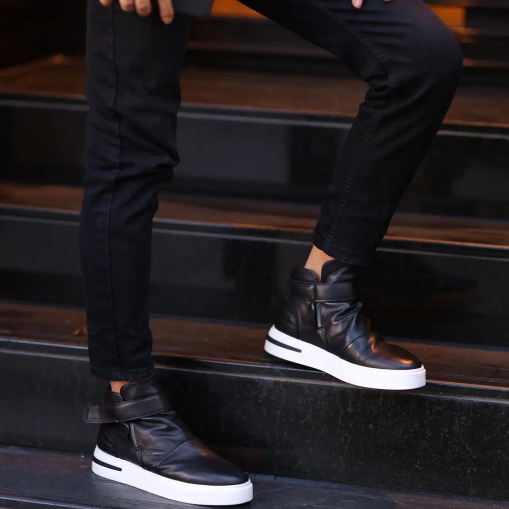 

Sail Lakers - черные кожаные мужские ботинки 43 чёрный