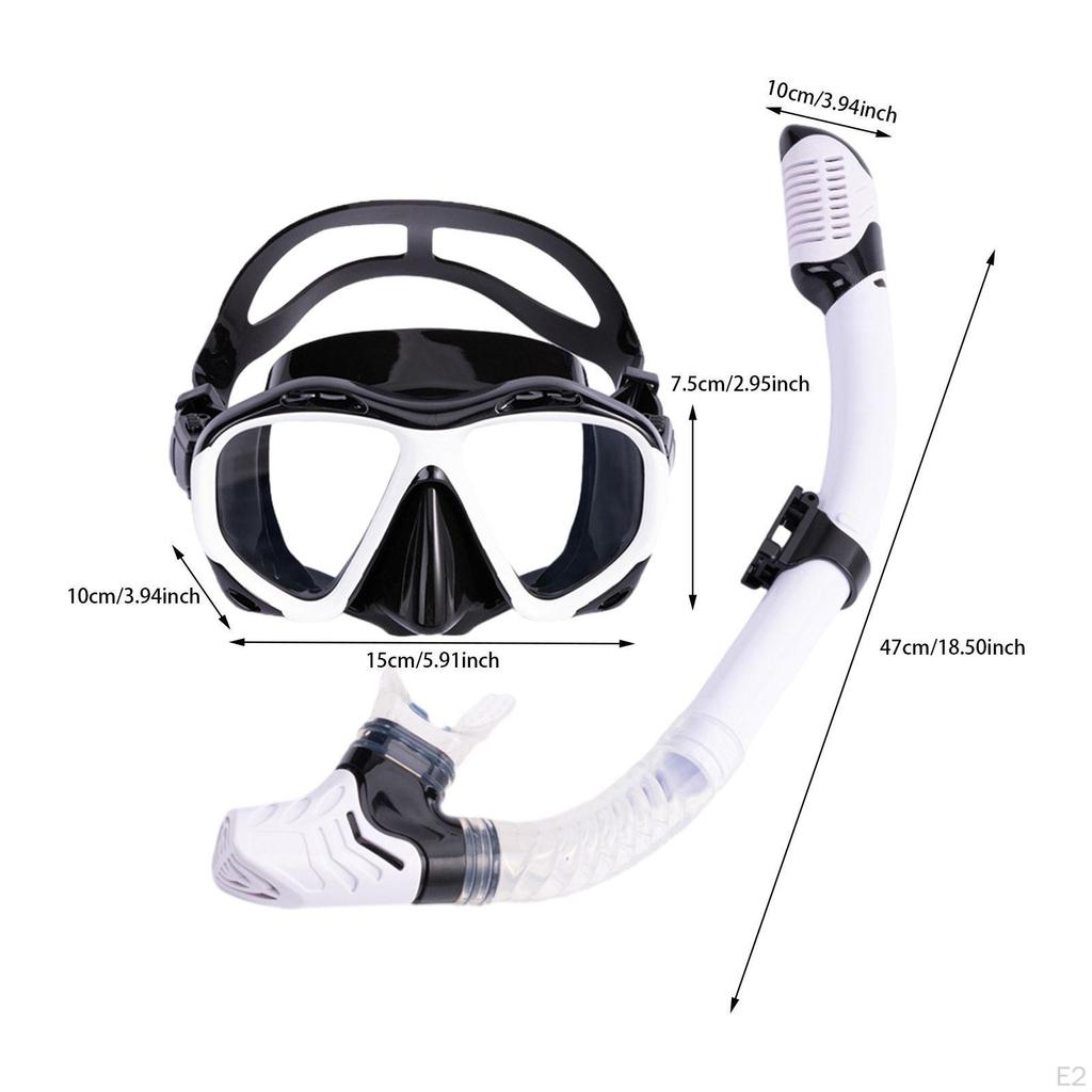 Snorkel Set Portable Adjustable Strap Swimming Mask for Snorkeling Women Men White
