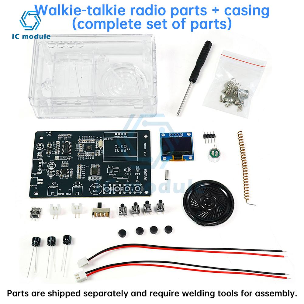 FM Radio DIY Kit with Walkie Talkie Function 0.96" OLED Screen Wireless Intercom FM Radio Welding Practice Loose Parts
