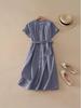 European & American Women's Summer Plaid Tie-Waist Mid-Length Dress - Slimming French Style