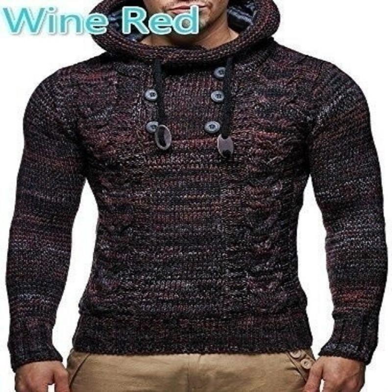 Men S Fitted Hooded Pullover Plus Size Knit Sweater