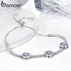 BAMOER New Arrival Genuine Sterling Silver Luxury Round Blue Eyes Clear Cubic Zircon Crystal