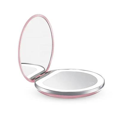 Usb Rechargeable Portable Travel Handheld Pocket Custom Logo Foldable Led Light Cosmetic Smart Touch Screen Makeup Mirror