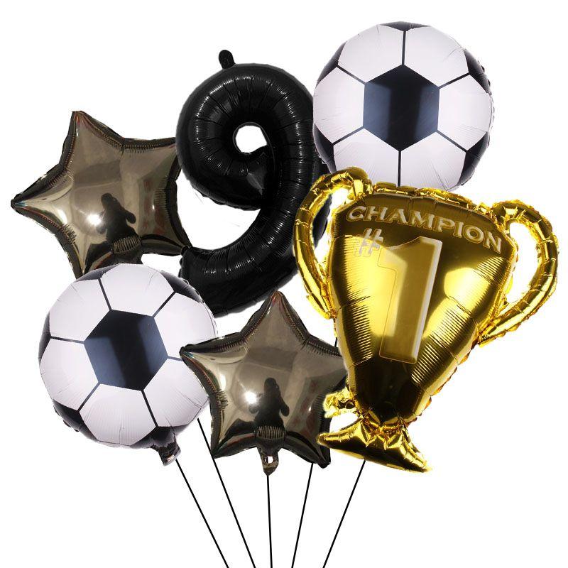 32-inch Digital Football 6-piece Aluminum Film Balloons Set - Birthday Party Gift - World Cup Football Balloons