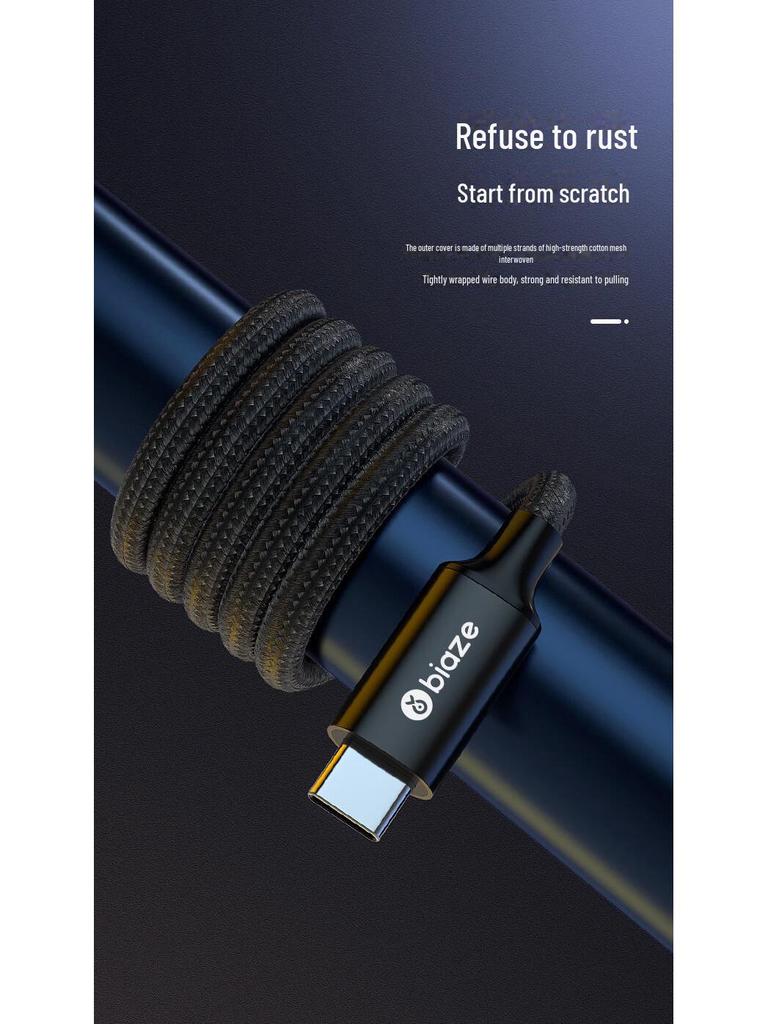 Biyazi 1.8m Type-C Male-to-Male Video Cable with Dual Ports, DP Compatibility, and Fast Charging