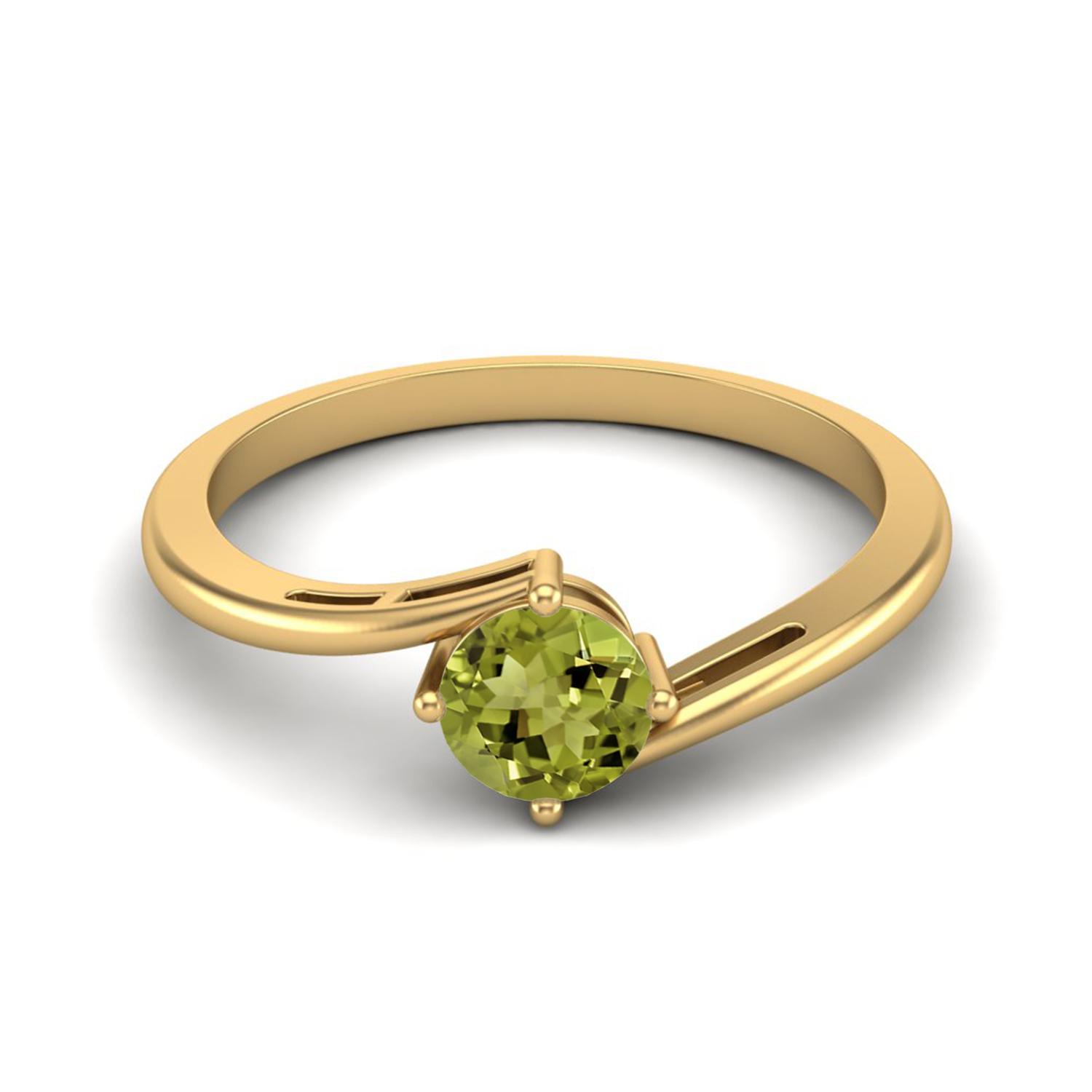 0.50 Ctw Round Peridot 925 Sterling Silver Gold Vermeil Solitaire Bypass Women Wedding Ring 9