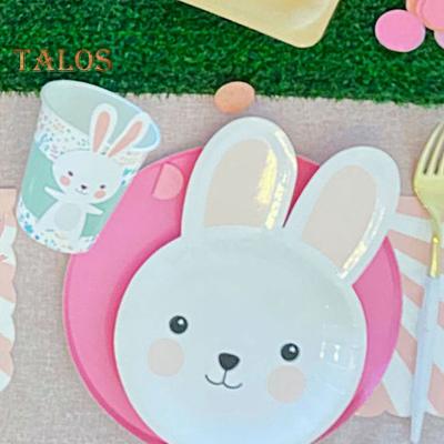 1 Set Juice Cup Adorable Create Atmosphere Eco-friendly Reliable Lovely Bunny Style Paper Plate Water Cup Table Decor Household Supplies