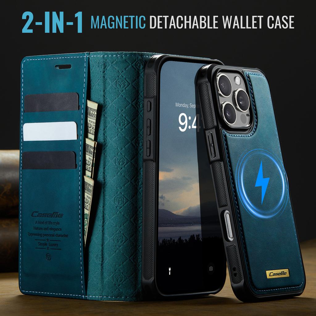 2 in 1 Detachable Magnetic Flip Leather Case For iPhone 16 17 Pro Max Air 15 14 13 12 11 Pro Max Plus Card Solt Wallet Cover