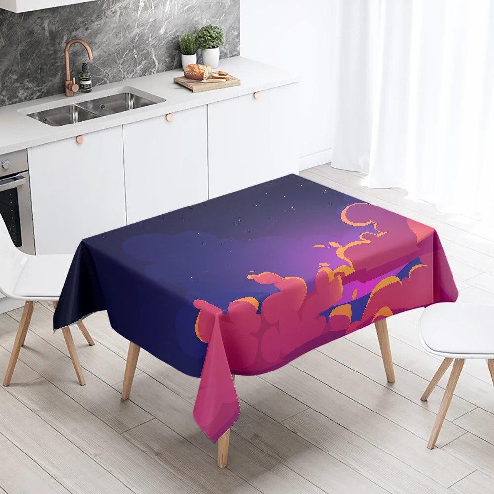 Cartoon Minimalist Starry Sky Tablecloth Waterproof and Oil-proof Rectangular  Restaurant Table Kitchen Decoration