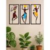 3pcs Bohemian Metal Wall Art, Colorful Abstract Female Figures, Modern Decor for Living Room Bedroom Office, Waterproof Rustproof