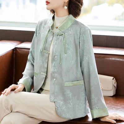 Petite Frühlingsstrickjacke im neuen chinesischen Stil für Frauen mittleren Alters