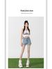 Women's High-Waist Elastic Denim Shorts - Summer Thin, Loose, Three-Quarter Length with Split Hem