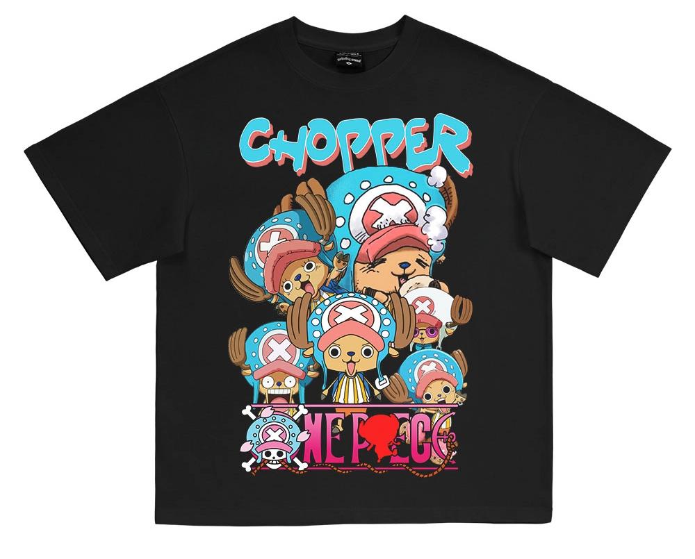 ONE PIECE Short Sleeve Luffy T-Shirt Heavy American Neckline Crew Neck Anime Men and Women