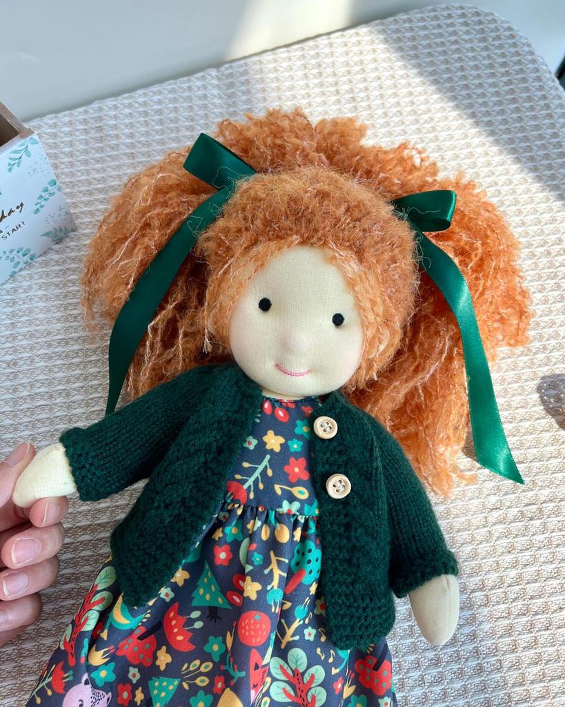 BlissfulPixie Waldorf Doll - Handmade Hanne 12" Soft Girl Plush Toy, Perfect for Kids
