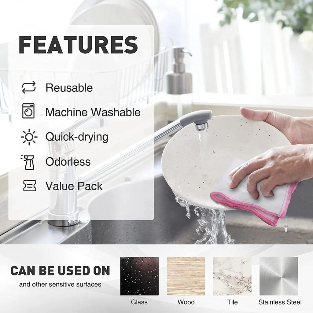 Anti-Oil Kitchen Towel 8 Layers Microfiber Kitchen Cleaning Cloth Absorbent Scouring Pad Thicken Kitchen Daily Dish Towel 30cm