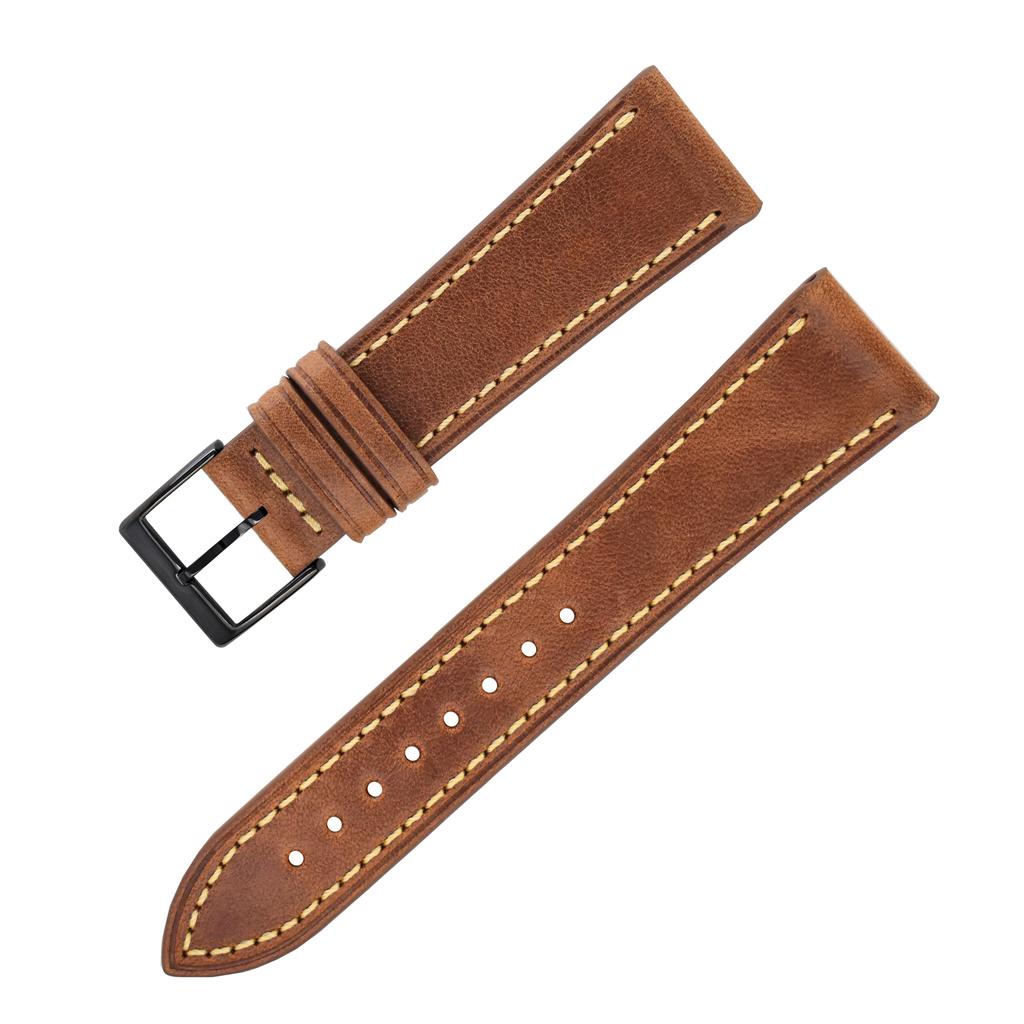 Genuine Cowhide Leather Watch Strap Universal Plain Watch Belt Women Men Smart Watch Band 20mm 24mm