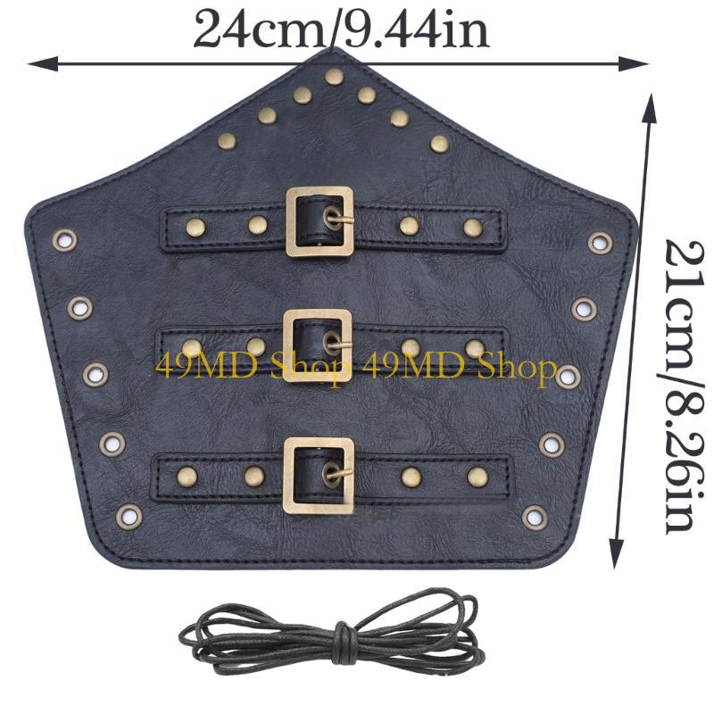 49MD 2pack Handmade Leather Wrist Bracers Durability PU Leather Steampunk Arm Cuffs