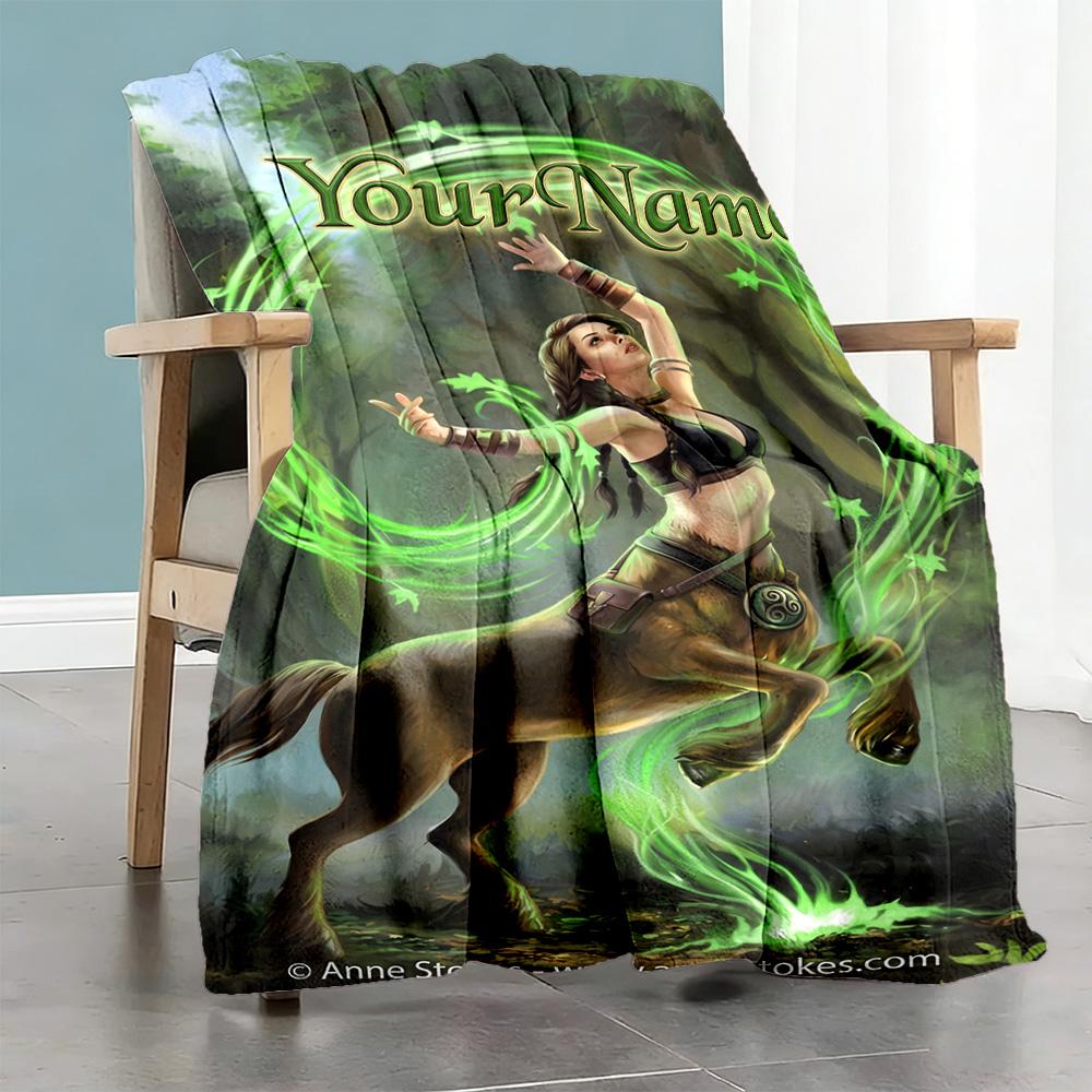 Gothic Illustrations Customize Your Name Blanket Throw Personalized Blanket Comfortable for Seaside Sofa Bed Bedding for All Occasions