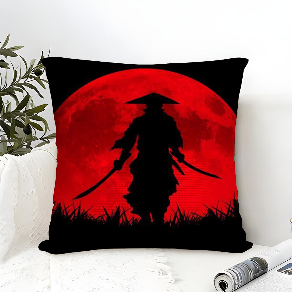 Classic And Handsome Shogun Samurai Pattern Pillow Case Linen Pillow Case Sofa Home Decor Cushion Cover Cushion Cove