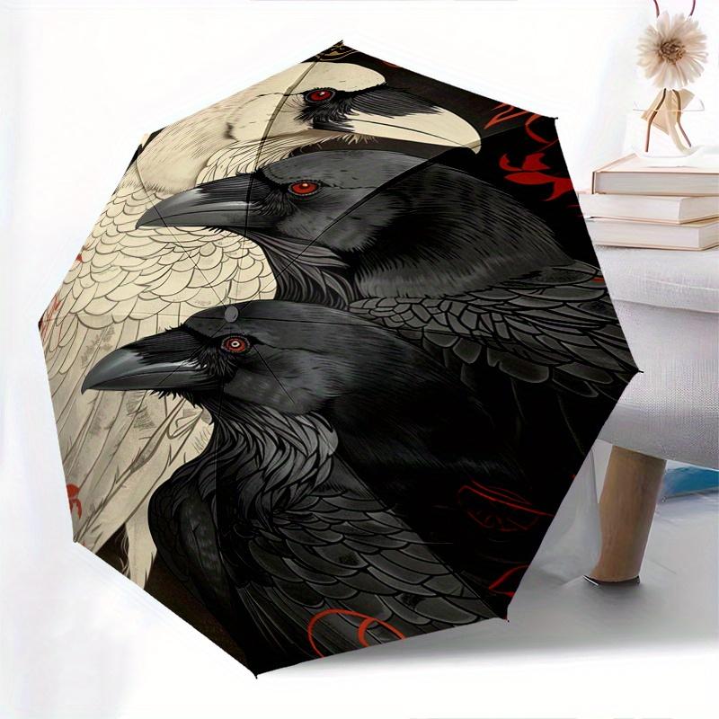 Crows, Gothic Theme Automatic Open/Close Umbrella, Portable 3 Fold Compact Umbrella for Men & Women, Valentine's Day Mother's Day Gift0725060