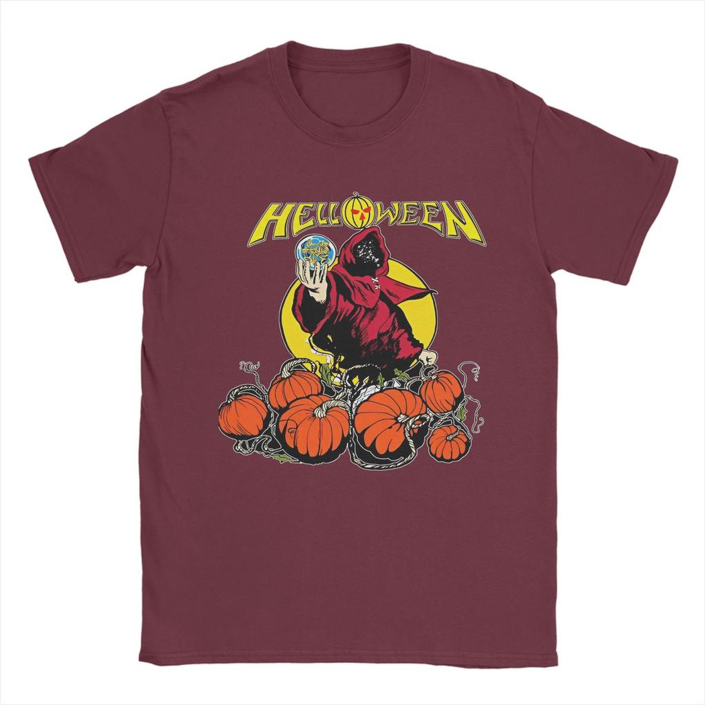 Heavy Metal Helloween Kapela Pánské Bavlněné Vintage Tričko s Kulatým Výstřihem Německé Power Rockové Tričko s Krátkým Rukávem Oblečení Plus Size