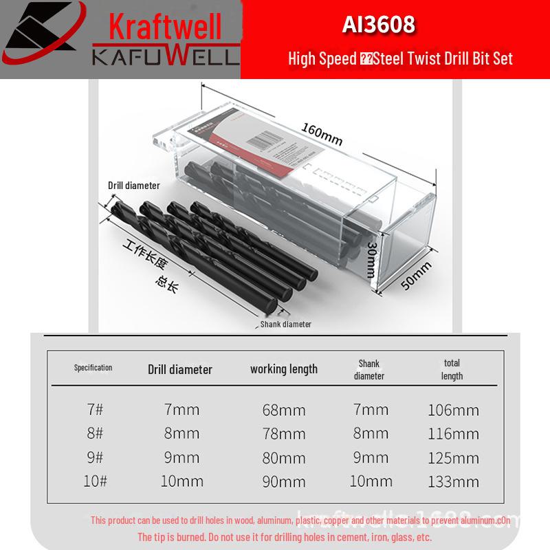 Kraftwell Woodworking Drill Bit Set with Impact Hammer Drill Guide, Strong Sleeve and Batch Head