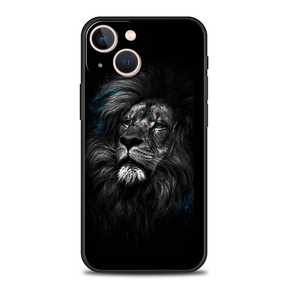 Lion Wild Animals Phone Case For iPhone 17 16 15 Pro Max 11 12 13 14 7 8 Plus SE 2020 X XR XS Cover Soft Black