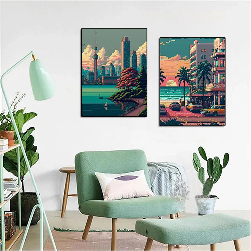 DIY Diamond Painting Buildings and Streets Stitch Kit Mosaic Art Diamond Painting Full Circle/Square Diamond Home Decoration