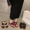 Wedge heel red French cool slippers fairy shoes wear 2025 new summer temperament with skirt sandals