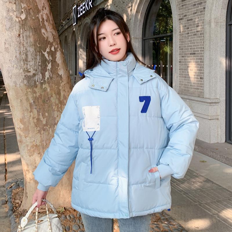 

Ladies s Winter Down-padded Jacket Thickened Hooded Baker s Jacket Lightweight Pie Jacket Large Size Korean Style Cotton C Practical Use S синий