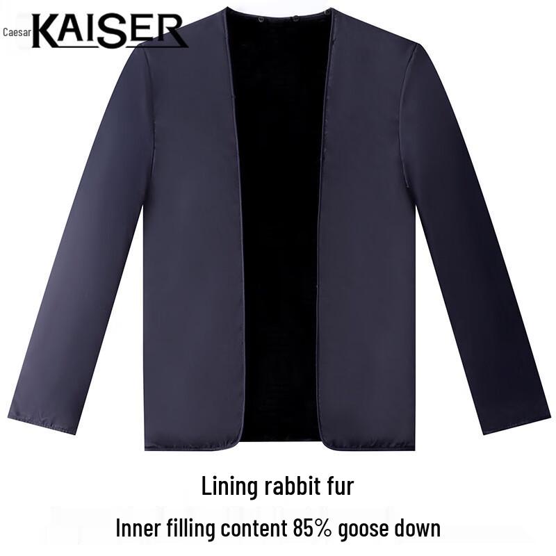 Men's Wool Blend Rabbit Fur & Goose Down Lined Jacket