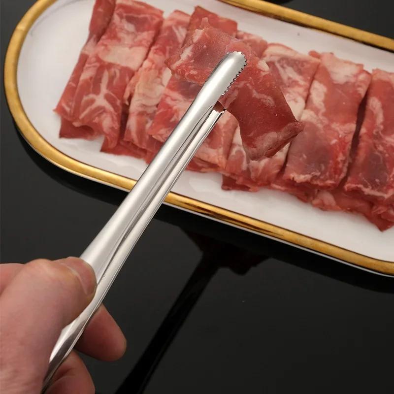 1Pcs Long-handled Stainless Steel Food Clamp Barbecue Tongs Meat Steak Ice Salad Clip Cooking Utensils for Kitchen Convenience