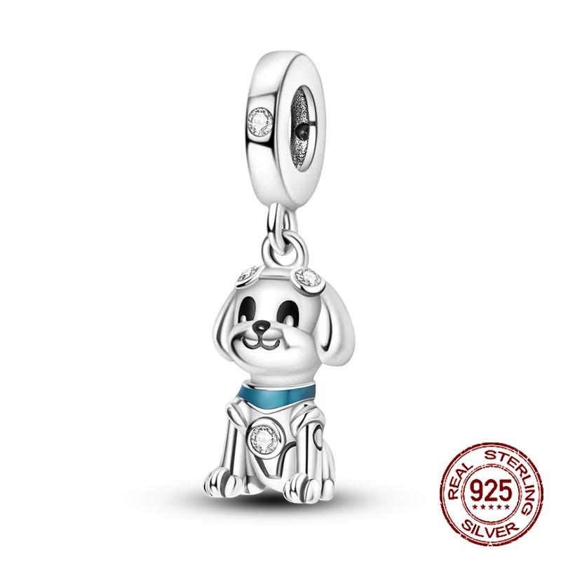 Inlaid Zircon Charm Beads Copper Color Love Heart Snake Dangle Fit Original Bracelet Charms Pendant Jewelry