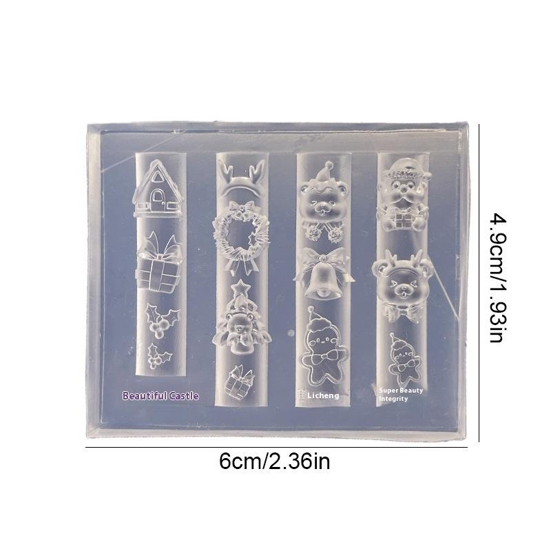 1Pcs Christmas Snowman Christmas Tree 3D Nail Mold Santa Claus Nail Decorations Diy Design Silicone Manicure Mold Nail Art Charm