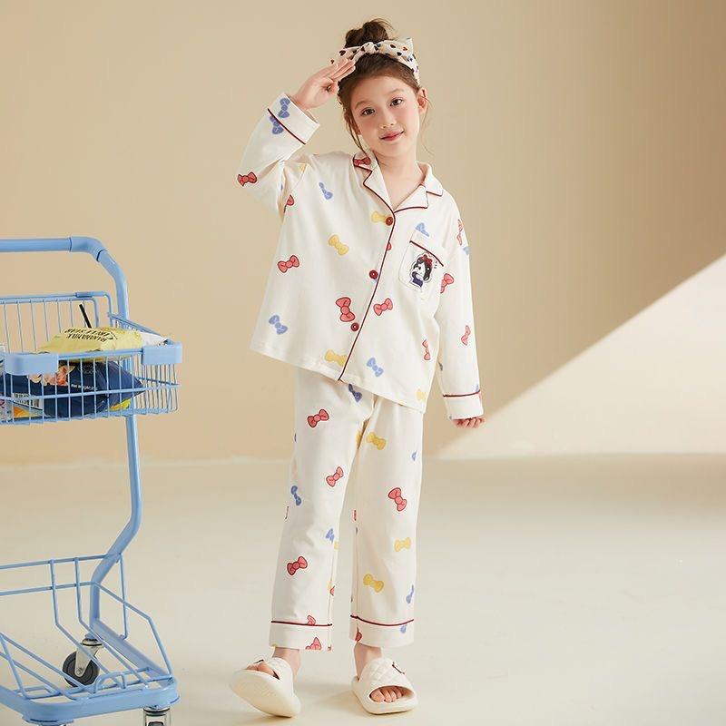 Children's Cotton Pajama Set - Cartoon Cardigan Style for Boys and Girls