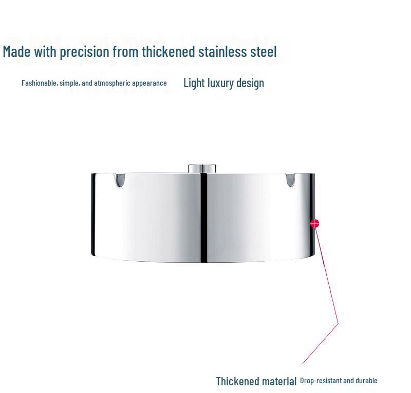 Seiko Stainless Steel Ashtray with Lid - Creative, Thickened Design for Home, Car, or Cafe Use