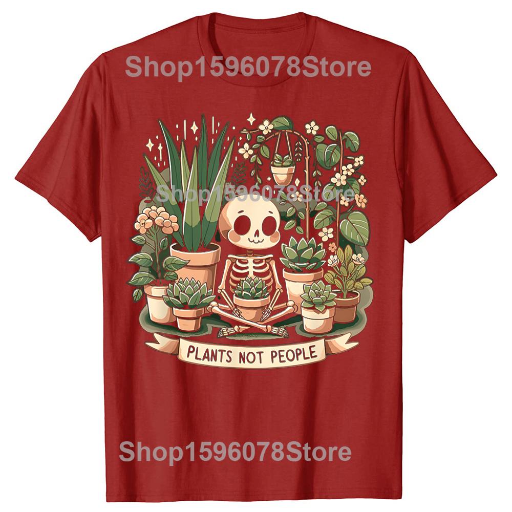 Plant Lover Skeleton Plants Not People Graphic Tshirts Men Womens Fashion Casual Tshirt 100 Cotton Loose Oversized T Shirt S