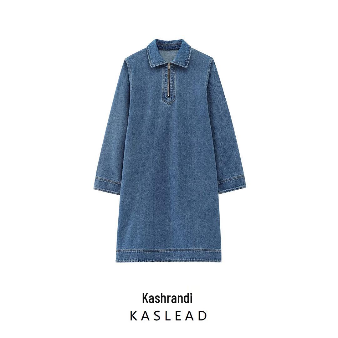 

Spring 2025 Women s European-Style Denim Zipper Dress Extra Small