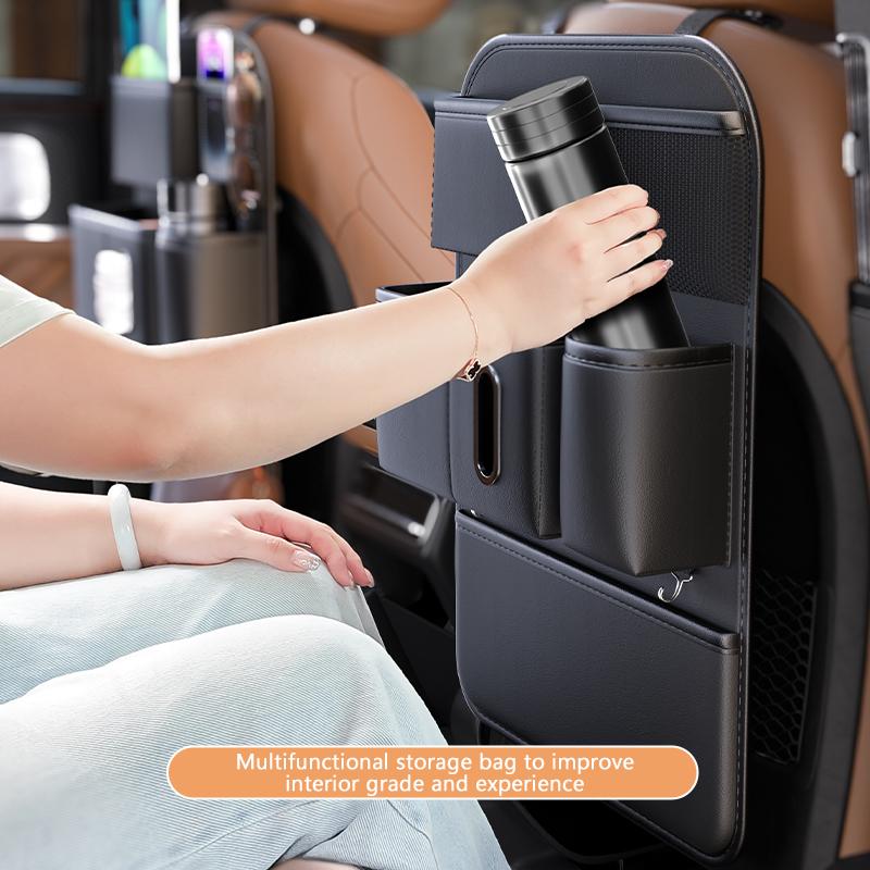 SEAMETAL Nappa Kůže Taška na Zadní Sedadlo Auta Multifunkční Držák na Nápoje a Telefon na Zadní Sedadlo Auta Kapsa na Kapesníky Závěsný Háček Organizér