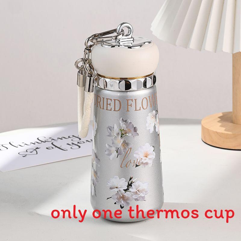 Titanium Inner Lidded Travel Mug With Floral Print Design For Office And Outdoor Use